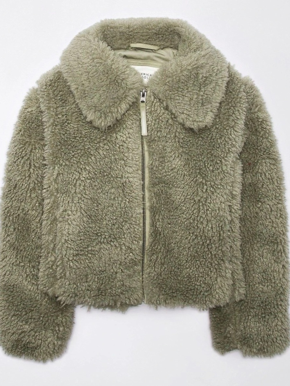 American Eagle Teddy Fleece Jacket in Green NWT women size M